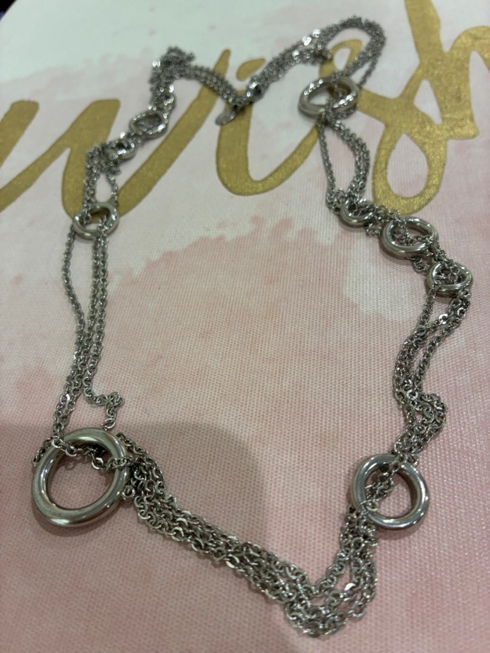 Lia Sophia Silver Multi-Chain Necklace with Circle Links